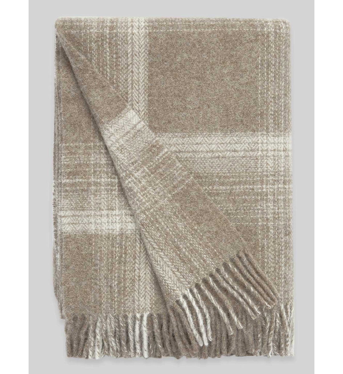 Undyed Wool Tartan Throw (undyed brown)