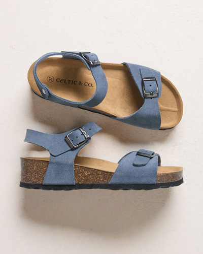Low Wedge Double Buckle Sandals (cobalt)