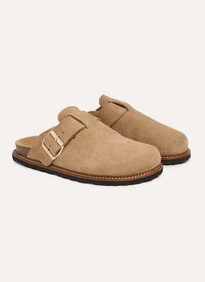Suede Welt Detail Clogs