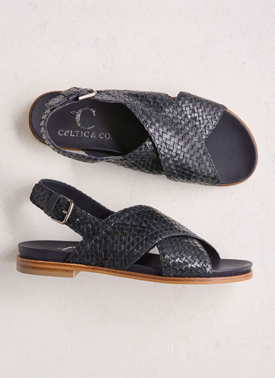 Leather Woven Crossover Sandal