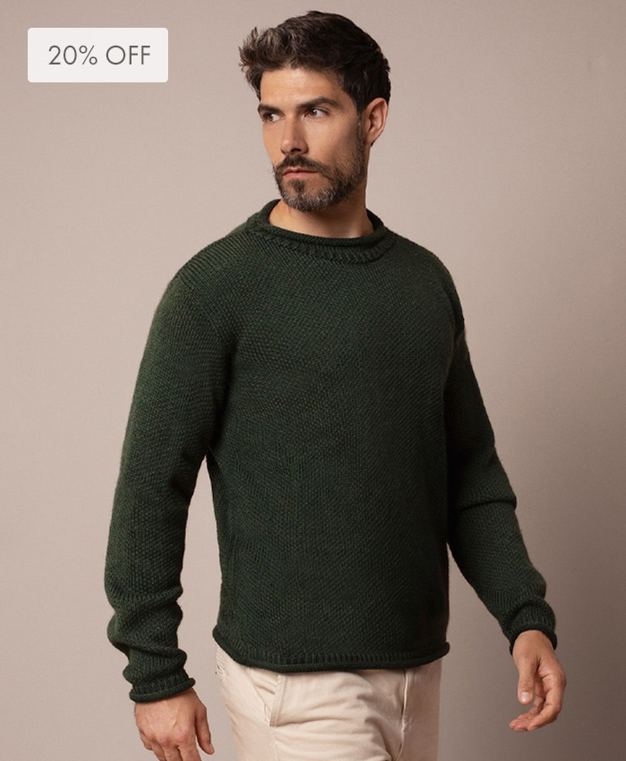 Men's Textured Stitch Crew Neck Jumper
