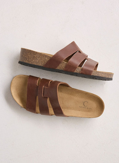 Triple Strap Low Wedge Mules