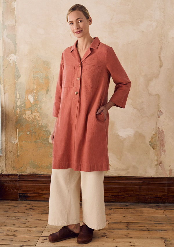 Placket Detail Knee Length Dress