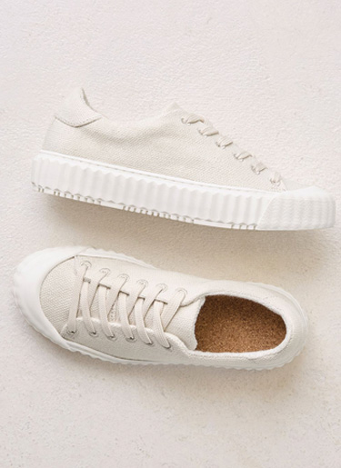 Lace Up Recycled Canvas Low Top Trainers