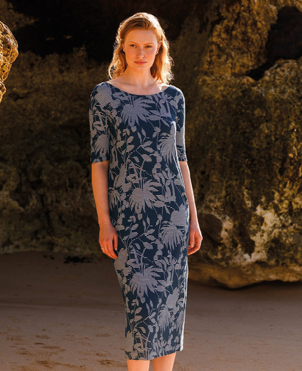 Linen Blend Button Back Dress