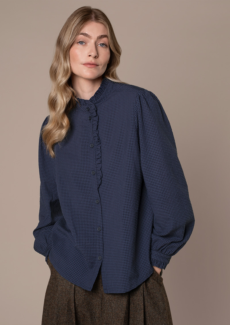 Textured Frill Collar Blouse
