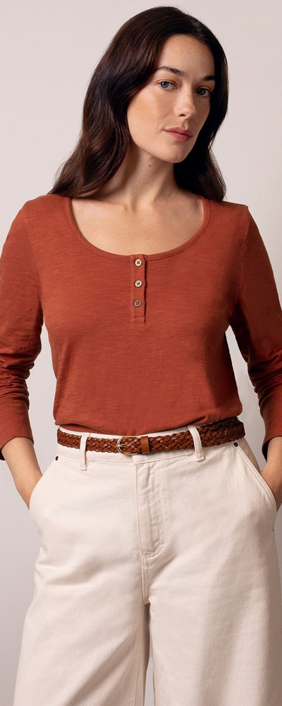 Organic Cotton Scoop Neck Henley