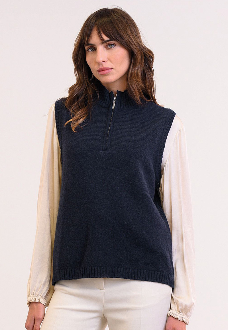 Quarter Zip Sleeveless Jumper