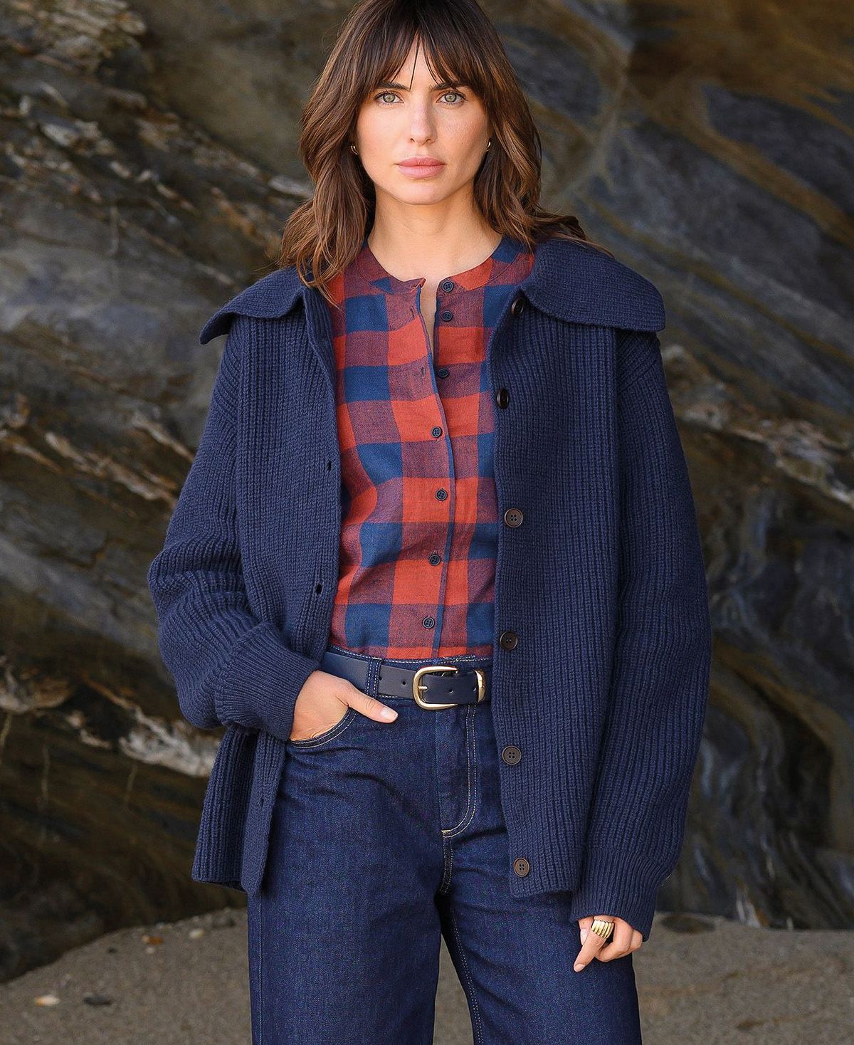 Sailor Collar Longline Cardigan