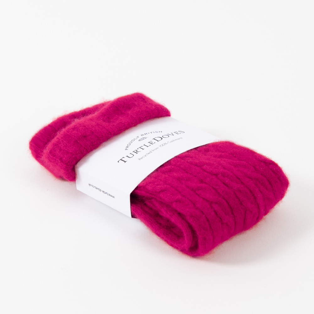 Hot Pink Cable Fingerless Gloves