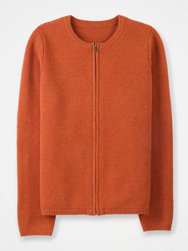 Zip Through Knitted Jacket (burnt orange)