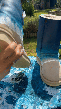 A hand-painted pair of our House Boots, raisin