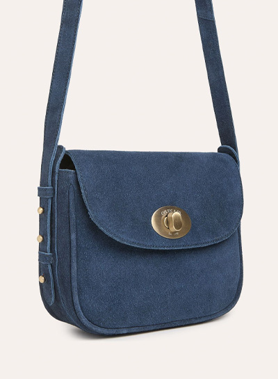 Suede Twist Lock Mini Cross Body Bag