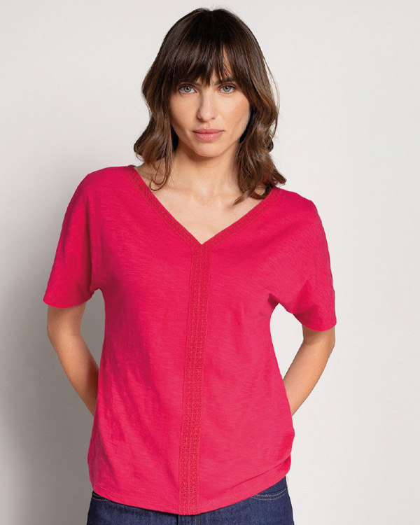 Organic Cotton V Neck Trim Top