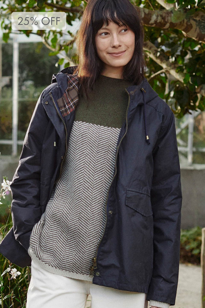 Waxed Cotton Pleat Back Jacket