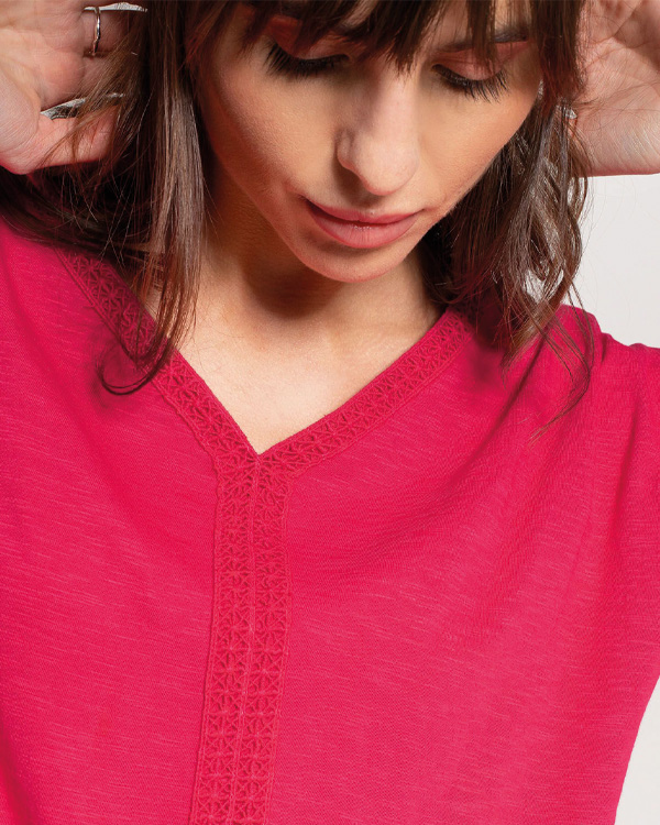 Organic Cotton V Neck Trim Top