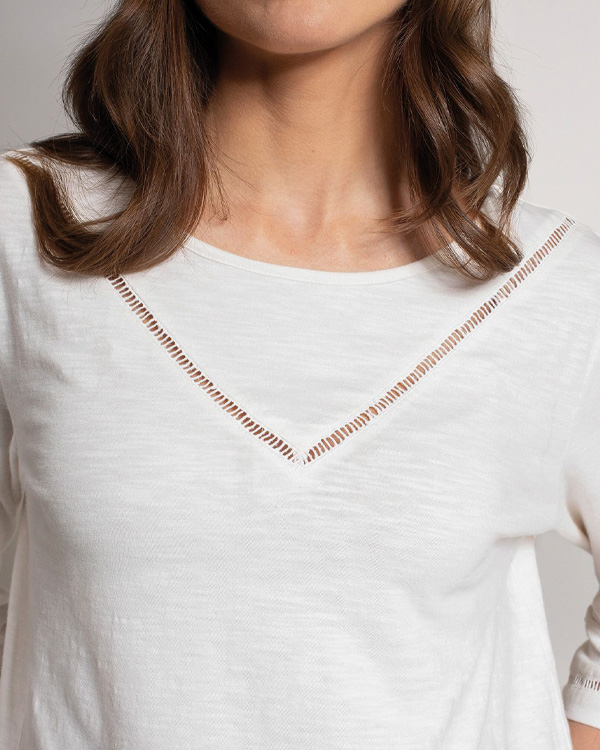 Organic Cotton Trim Detail Boat Neck Top