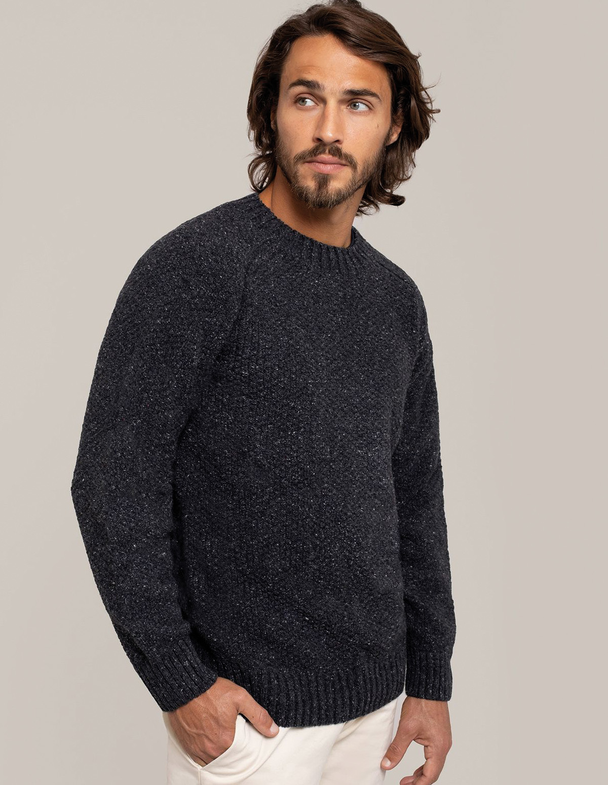 Men's Recycled Cashmere Blend Moss Stitch Jumper