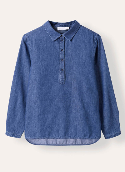 Easy Denim Half Placket Shirt