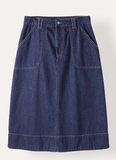 Denim A Line Midi Skirt