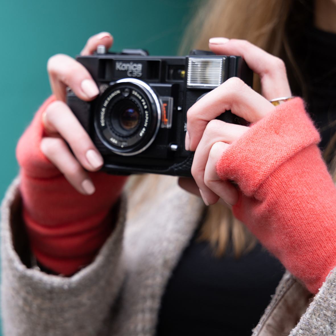 Coral Fingerless Gloves