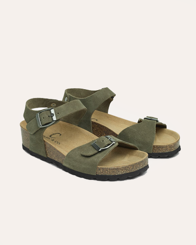 Low Wedge Double Buckle Sandals