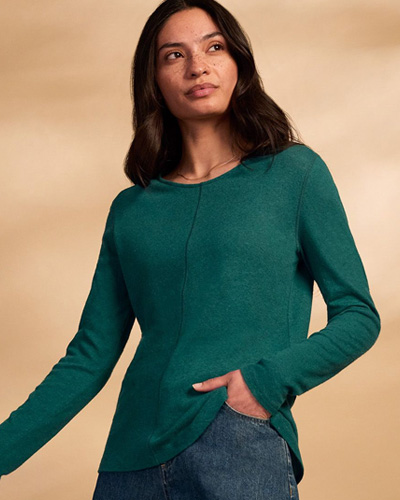 Linen Blend Long Sleeve T Shirt