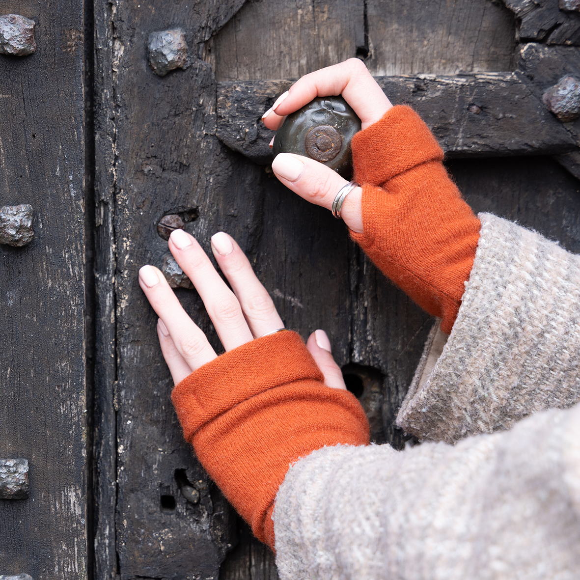 Orange Fingerless Gloves