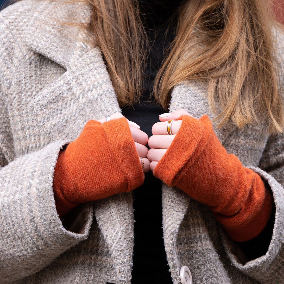 Orange Fingerless Gloves