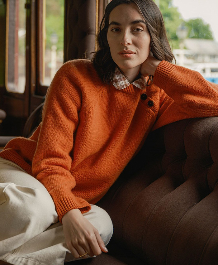 Button Neck Jumper (burnt orange)
