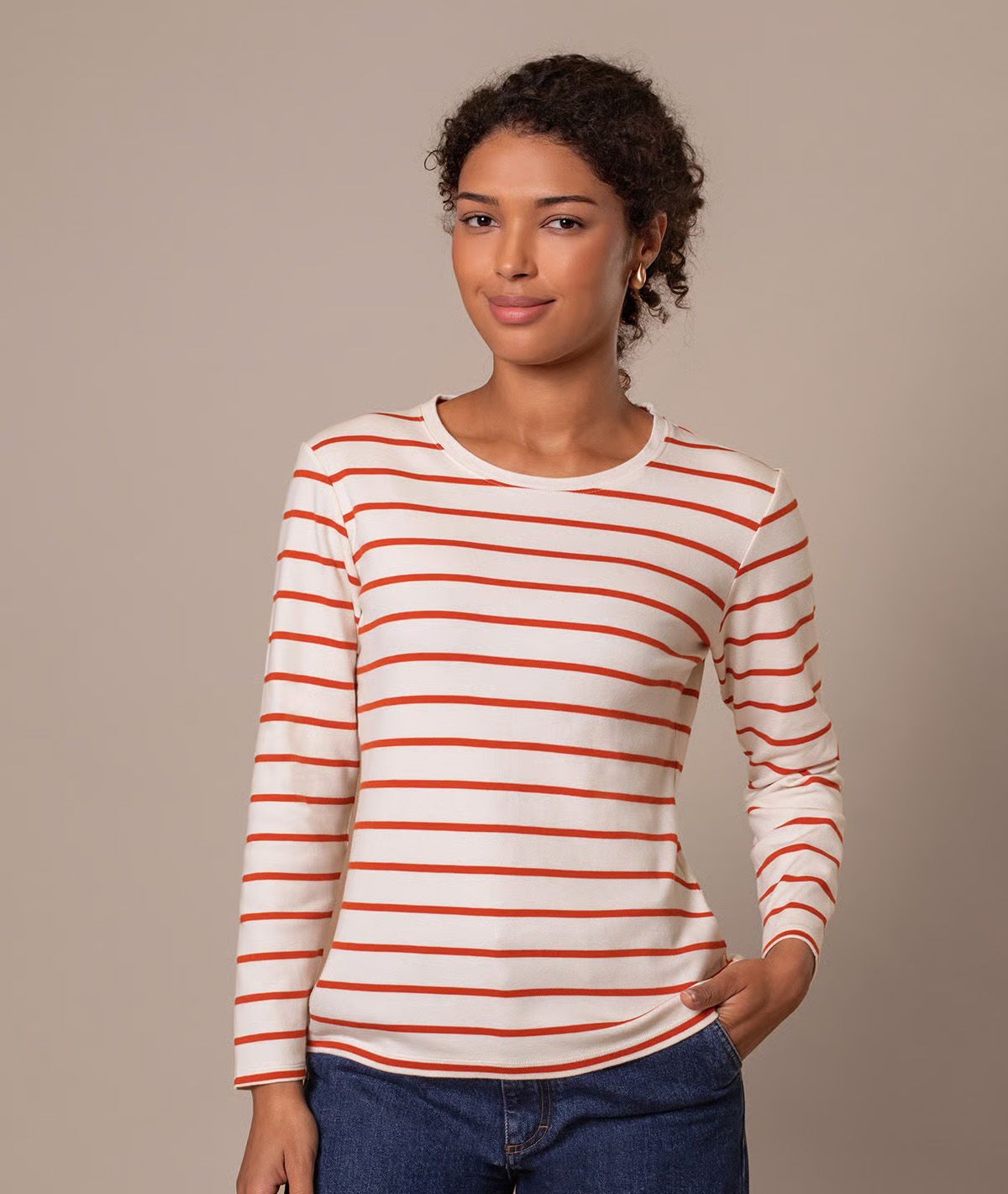 Organic Cotton Long Sleeve Stripe T Shirt
