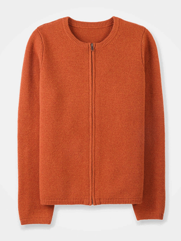 Zip Through Knitted Jacket (burnt orange)