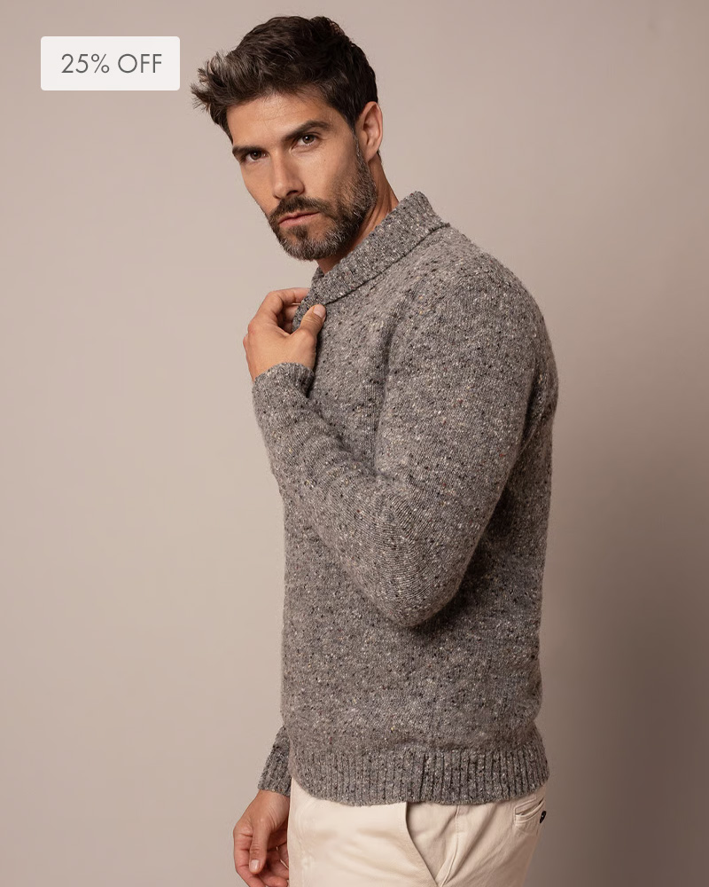 Men's Donegal Shawl Collar Jumper