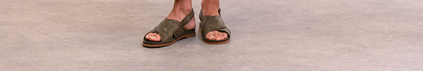 Leather Woven Crossover Sandal