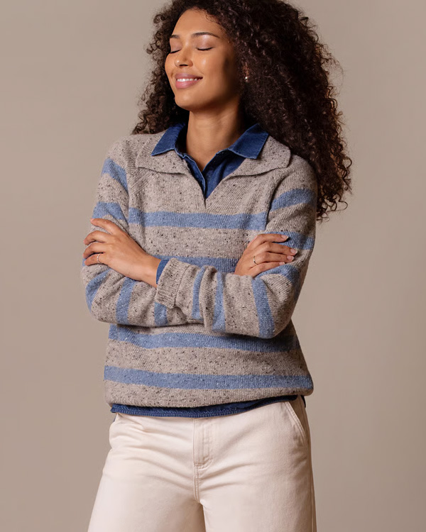 Donegal Striped Polo Jumper
