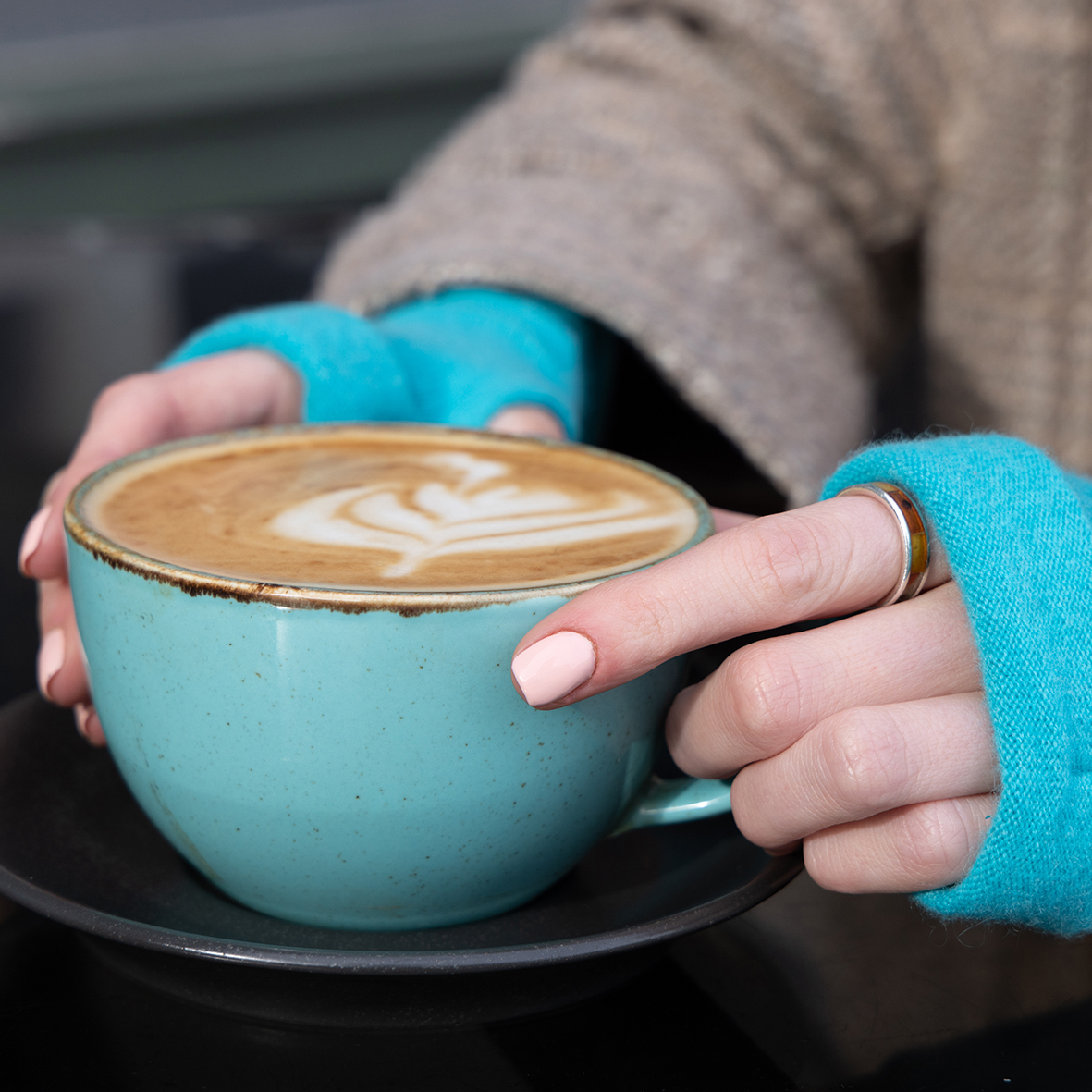 Turquoise Fingerless Gloves