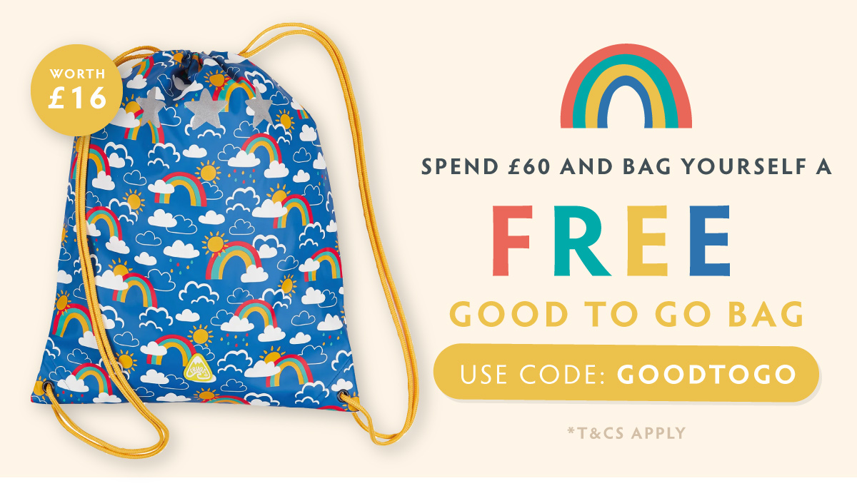 Spend 60 and bag yourself a FREE Good to Go Bag. Use code GOODTOGO