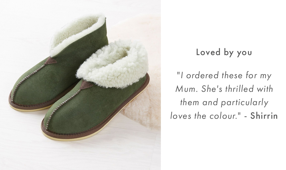 Sheepskin Bootee Slippers (moss)