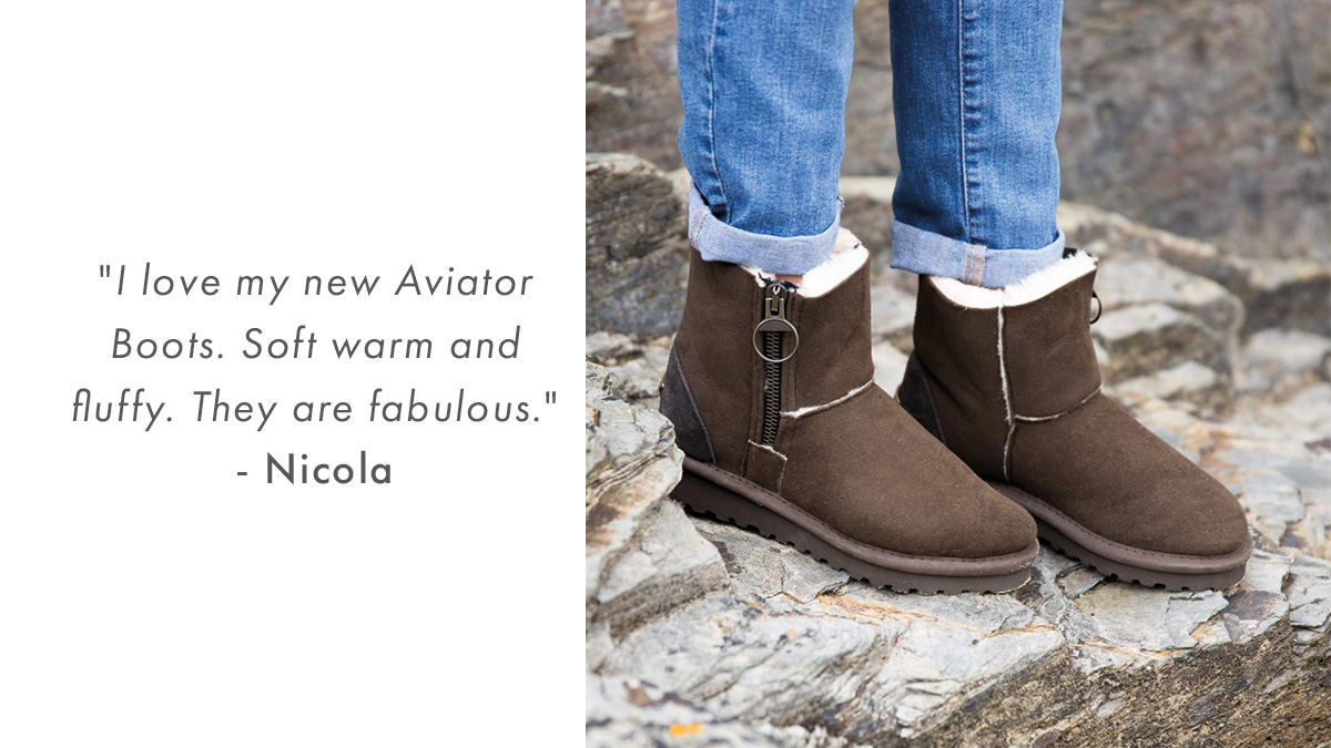 Aviator Sheepskin Shortie Boots (mocca/ cream)