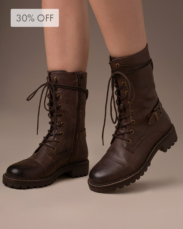 Tall Ankle Lace Up Boots With Strap Detail