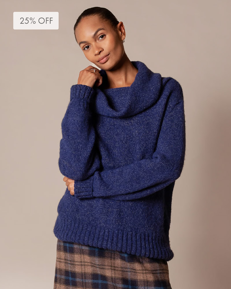 Alpaca / Silk Blend Cowl Neck Jumper