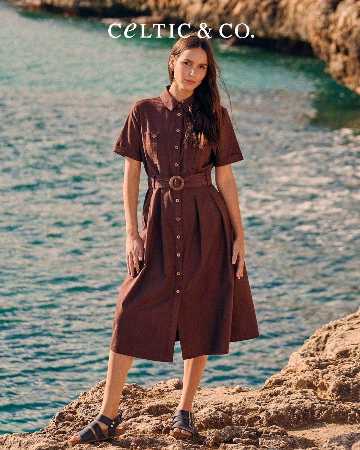Belted Midi Shirt Dress