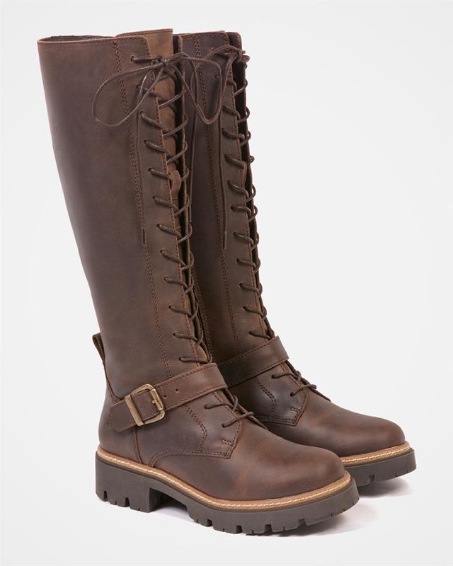 Knee High Strap Detail Lace Up Boots