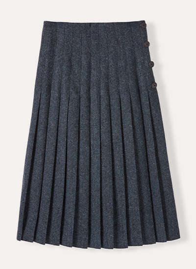 Button Detail Pleated Midi Skirt