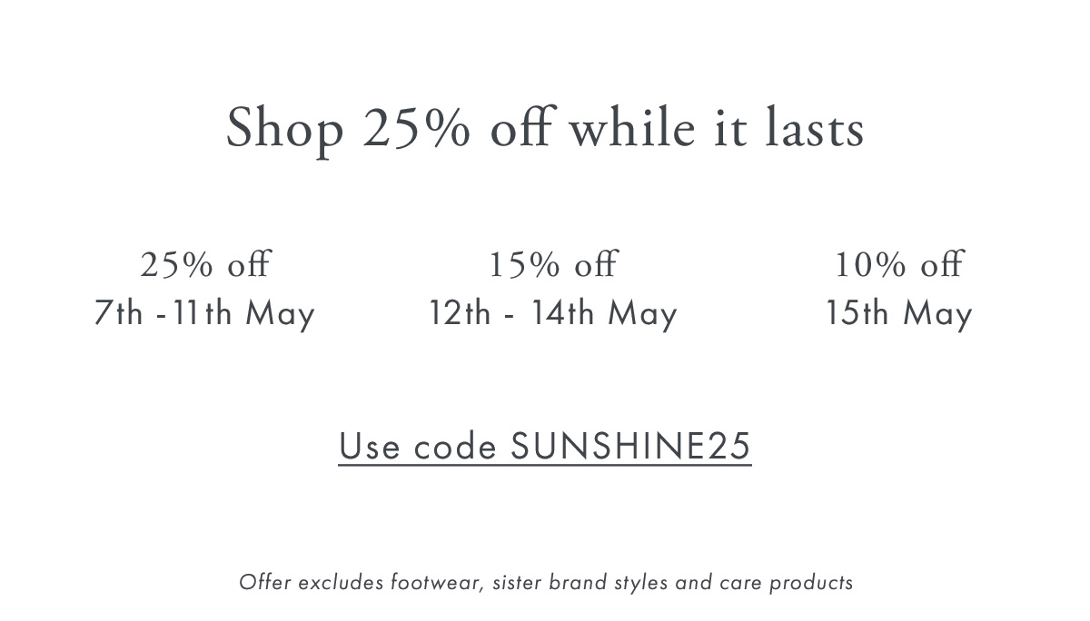 Celebrate Summer 25% off   Use code SUNSHINE25