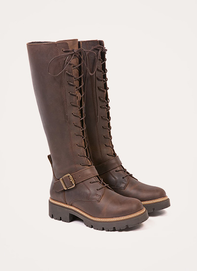 Knee High Strap Detail Lace Up Boots
