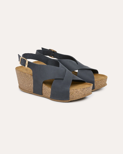 Leather Crossover Wedge Sandals