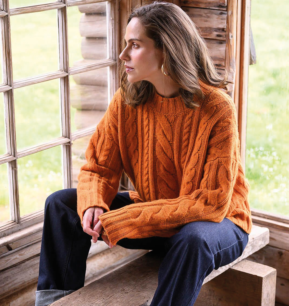 Flecked Cable Crew Jumper