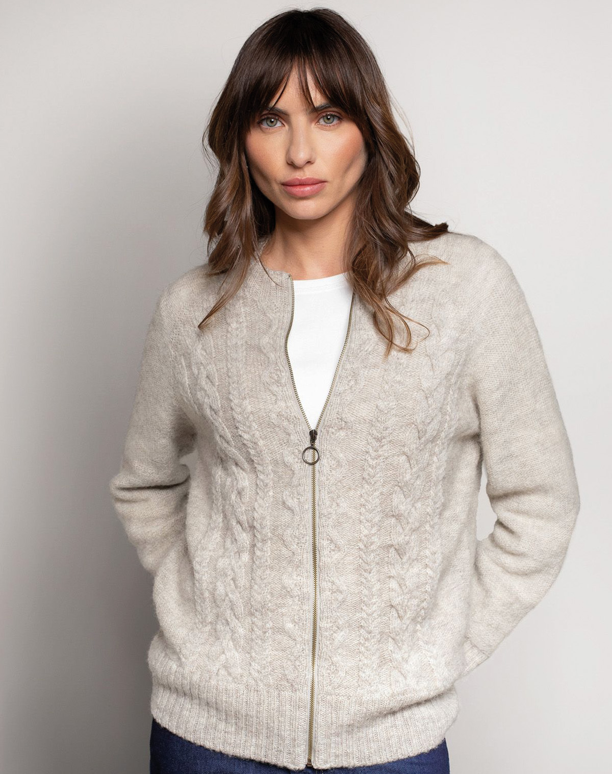 British Cable Zip Cardigan