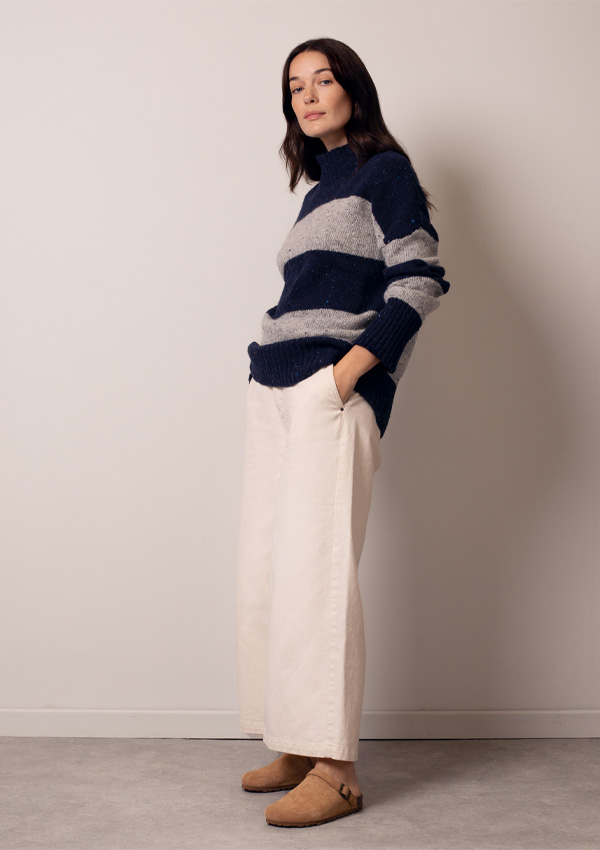 Donegal Colourblock Funnel Neck Jumper